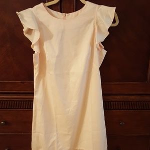 Pale Peach Flutter Sleeve Dress